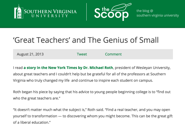 ‘Great Teachers’ and The Genius of Small