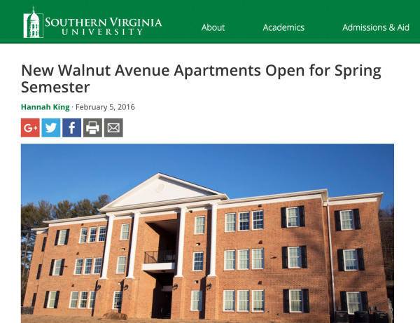 New Walnut Avenue Apartments Open for Spring Semester