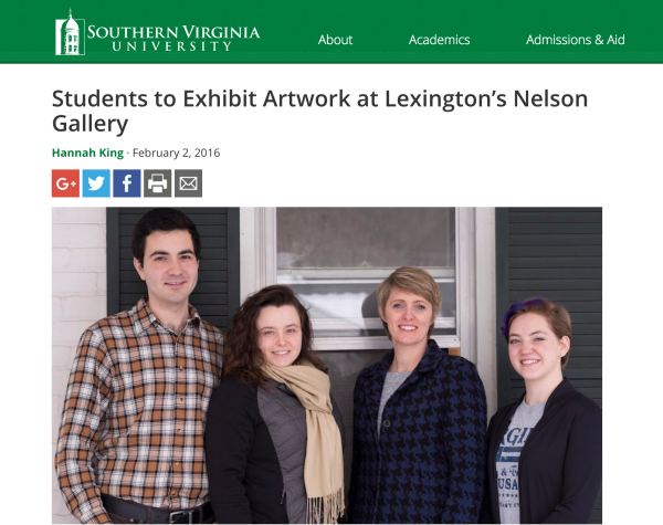 Students to Exhibit Artwork at Lexington’s Nelson Gallery